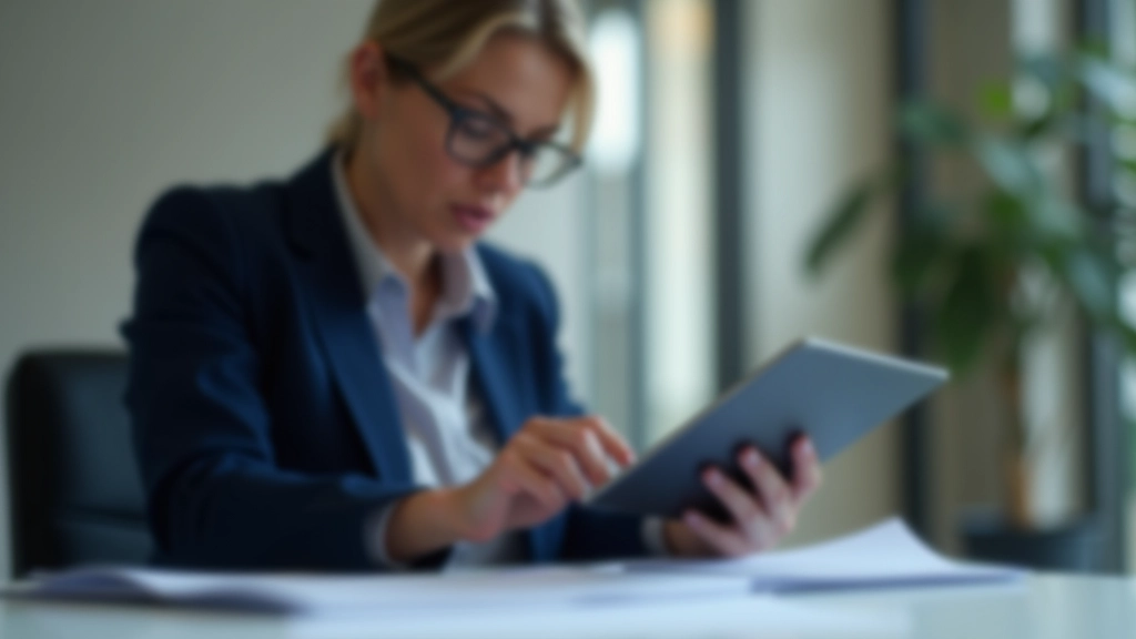 Geschäftsfrau mit Tablet analysiert Altersvorsorge-Optionen