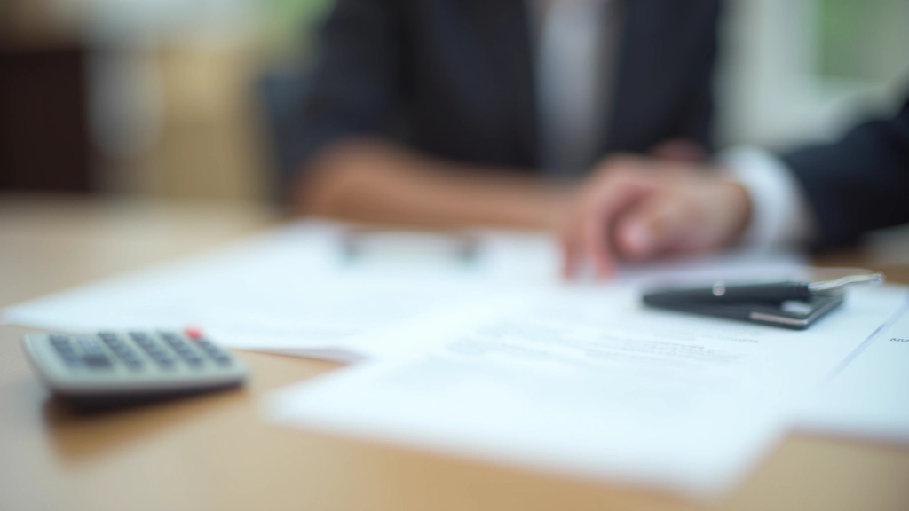 Arbeitsvertrag mit Pension-Regelungen und Taschenrechner auf dem Schreibtisch